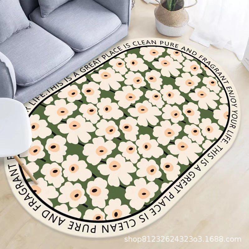 Oval Crystal Velvet Carpet for Living Room, Bedroom, and Coffee Table