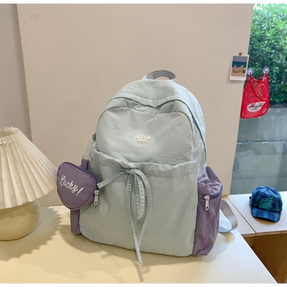 

Comfortable Waterproof School Backpack Nylon Lightweight Students Schoolbag Large Capacity Tutoring Bag School Office синій