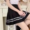 Striped Extra Long Safety Shorts Pleated Skirt - JK Uniform Half Body Skirt for Spring and Summer
