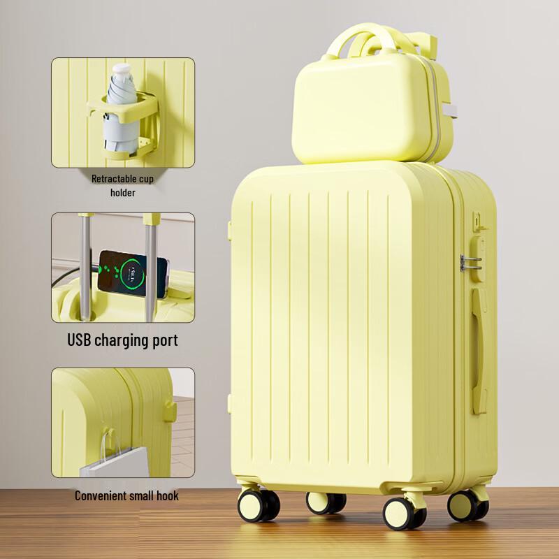 JOURHEY SHI Fresh Fashion Student Rolling Suitcase with Cup Holder