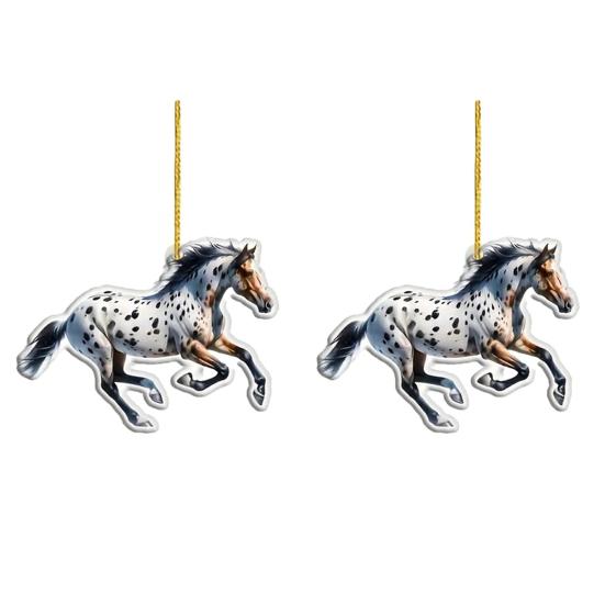Yousheng 2D Horse Car Rear View Mirror Charm Acrylic Christmas Tree Hanging Pendant Auto Mirror Accessories for Women Girls