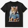 Cute Barista Cat Serving Coffee Graphic Design Unisex T-Shirt