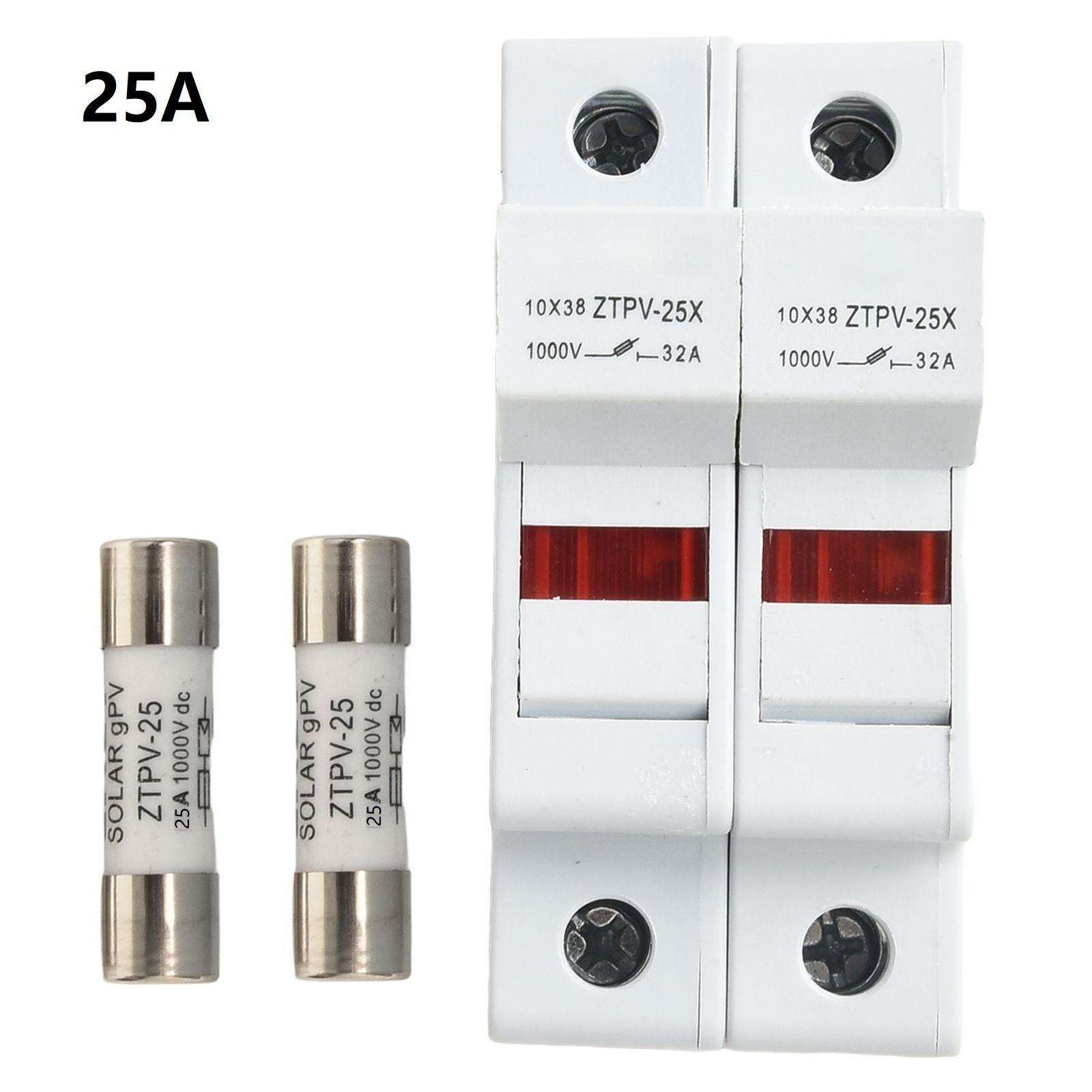 

LED 2 Pole Fuse Holder for Solar Panels DC1000V Support Fits 10x38mm Fuses 16A 30A for Optimal PV System Protection