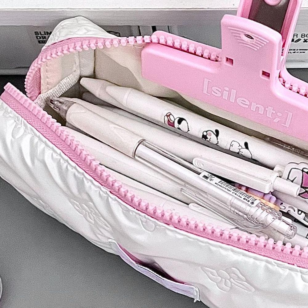 New Bow Cosmetics Bag Ins High Beauty Cute And Compact Stationery Pen Storage Bag Large Capacity Student Makeup Bag