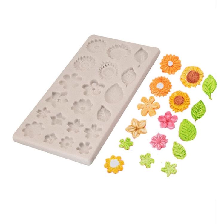 Sunflower-Sugarcraft-Fondant Mold Leaves-Rose Flower Cake-Decor Silicone Mold серый