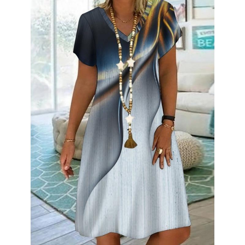 Весенне-летние женские элегантные платья с коротким рукавом, модная женская одежда с принтом XL