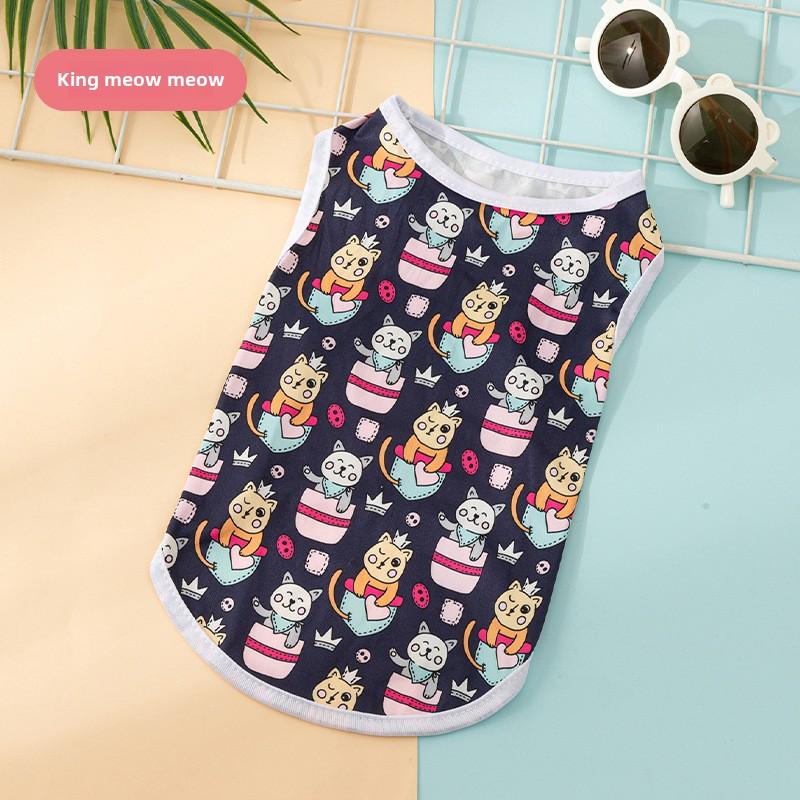 Puppy Dog Cat Clothes Cartoon Autumn Cute Vest, Comfortable Print Vest