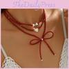 Handcrafted Butterfly Bow Pearl Necklace For Women Summer Fashion Accessory