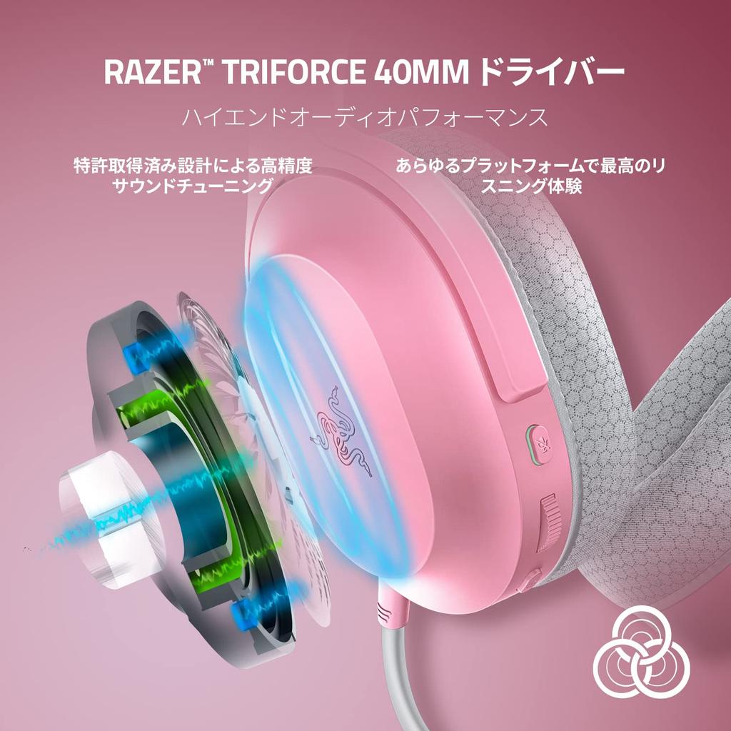 Razer Barracuda X Quartz Pink Wireless Gaming Headset with TriForce 40mm Detachable HyperClear Cardioid Battery Dongle for Quick Compatible with and