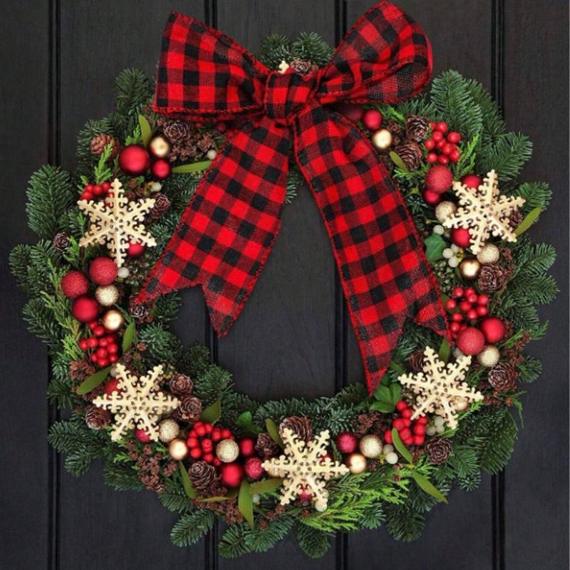 180in Red and Black Buffalo Plaid Burlap Ribbon, Christmas Ribbon Red and Black Plaid Christmas Wrapping Crafts Ribbon for Gift Wrapping Supplies