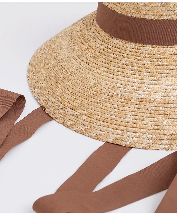 Women's Wide Brim Straw Hat with Ribbon for Beach Vacation and Sun Protection