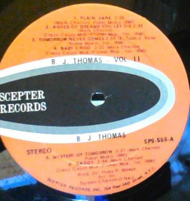 LP Schallplatte B.J.. THOMAS - Morgen kommt nie SPS556 Scepter Records 1966 US Pop Gebraucht