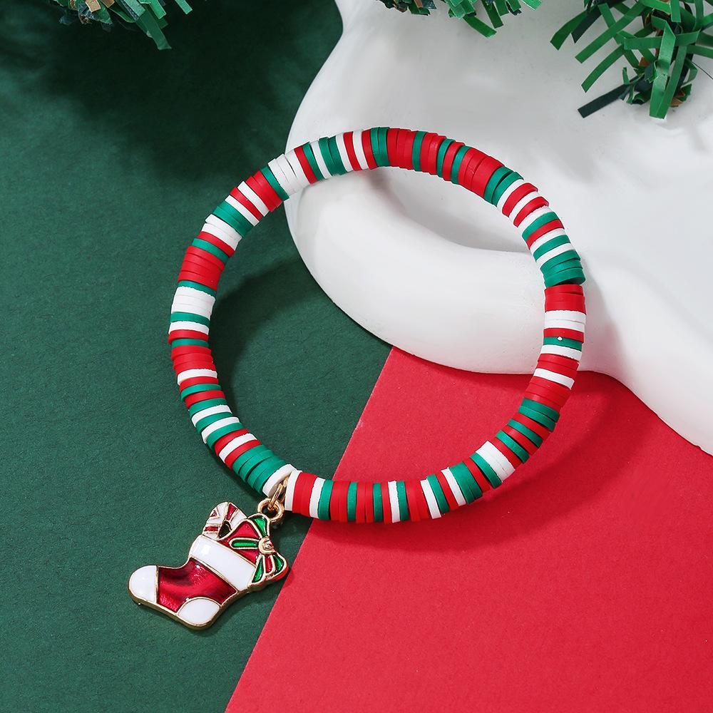European and American Christmas popular soft pottery bracelet, elk snowman Christmas tree alloy pendant, gift jewelry