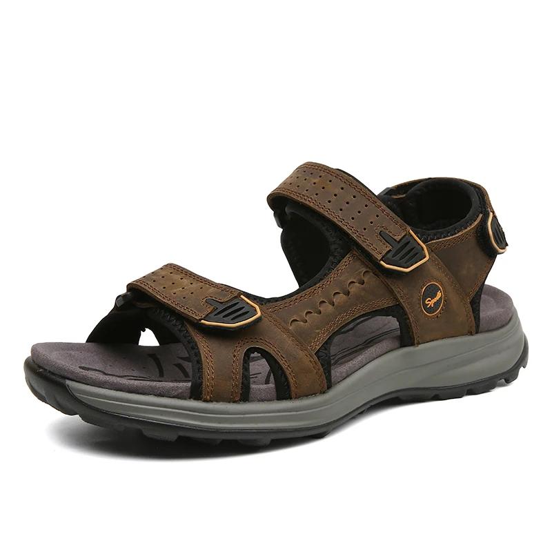 Fashion Mens Sandals Summer Leather Shoes Men Outdoor Casual Lightweight Beach Sandals Fashion Men Shoes Zapatos Para Hombre Big Size 48