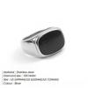 INS cold wind fashion titanium steel ring simple glossy black gemstone couple ring foreign trade jewelry
