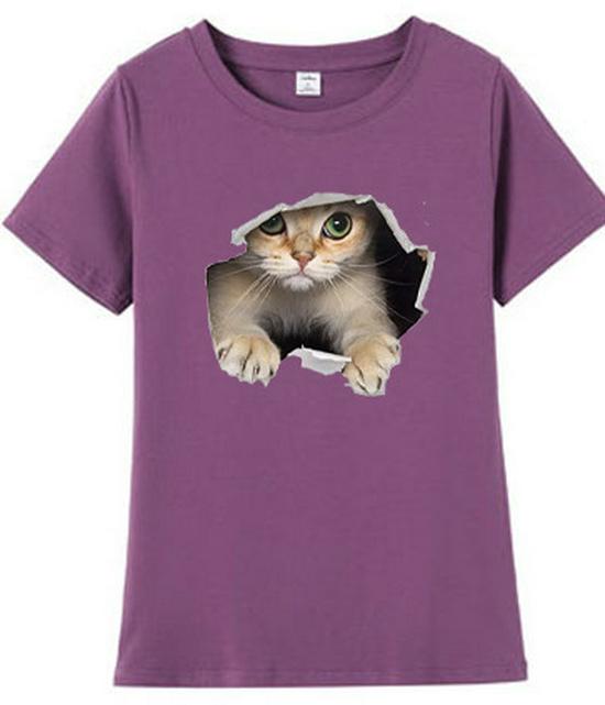 Creative Cat Design Unisex Loose-Fit Short-Sleeve T-Shirt for Couples