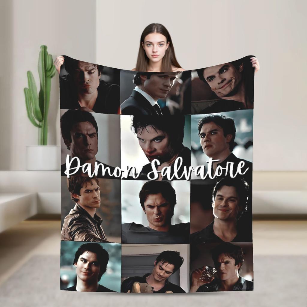 V-Vampire Diaries  Blanket Quality Warm Soft  Throw Blanket Winter Kids Adult Couch Chair Sofa Bed Funny Bedspread