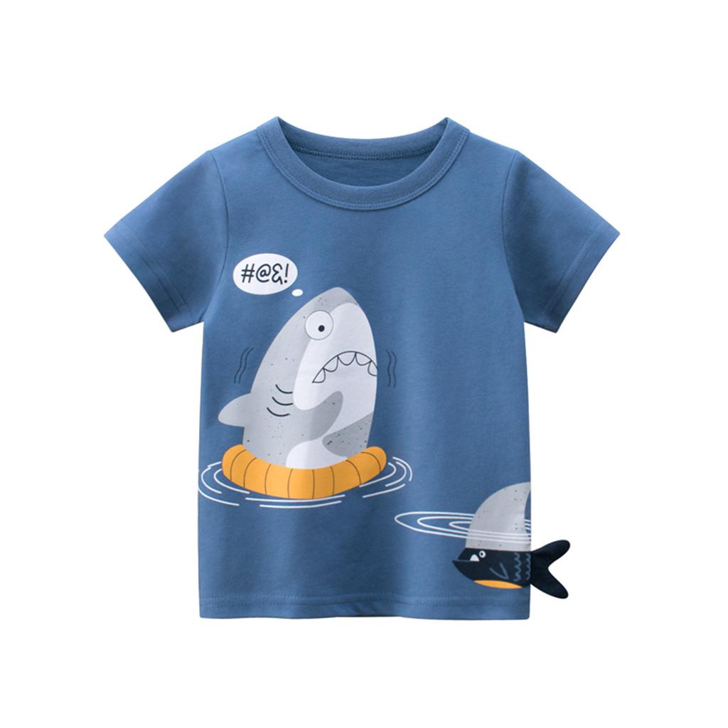 Unisex Baby T-Shirt Cotton Cute Cartoon  Print Tops For 1-7 Years Old