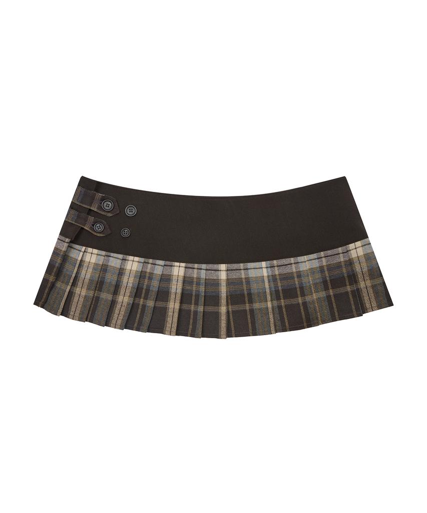 LARTIGENT L19 Check Pleats Wrap Set(Brown)