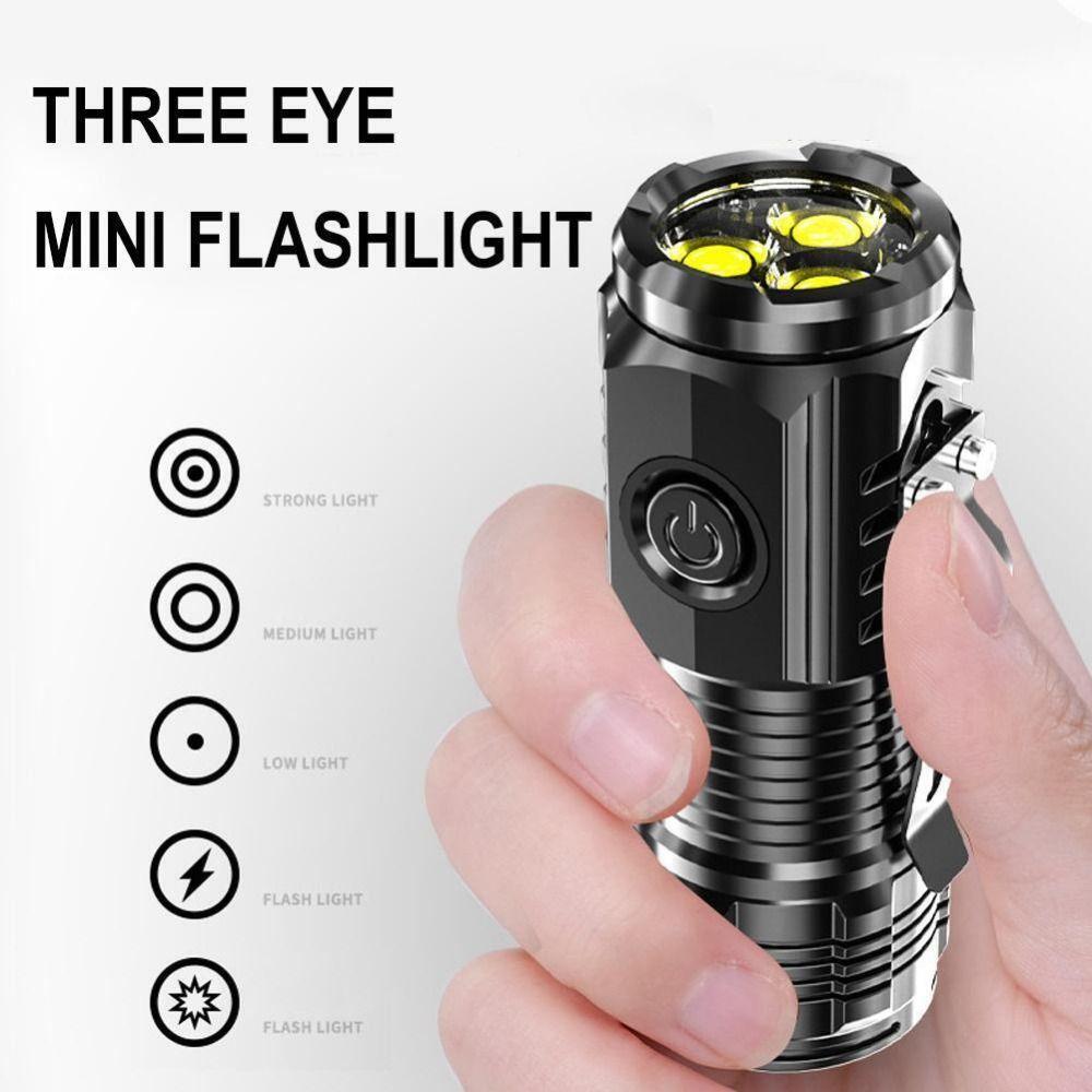 Three Eyed Mini Flashlight Rechargeable Led Flashlight New Thumb Flashlight