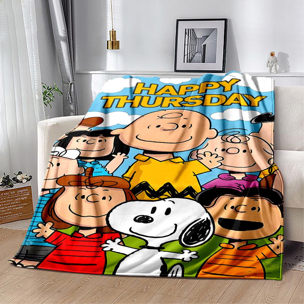 Peanuts Characters Panels Blanket Durable Comfort Perfect for Seaside Chair Sofa All-Season Use Modern Style Birthday Christmas Gift Blanket