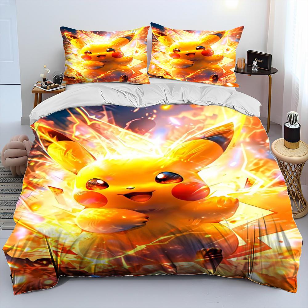 3D Cartoon Pikachu Pokemon Monster Bettdecke Bettwäsche Set Bettbezug Bett Set Steppdecke Bezug Kissenbezug Queen Bettwäsche Set Erwachsene Kinder