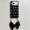 Cute Butterfly Knot Handheld Phone Case IPhone 17 Pro Max - Soft TPU Gel Cover With Chain Strap Pink White Black