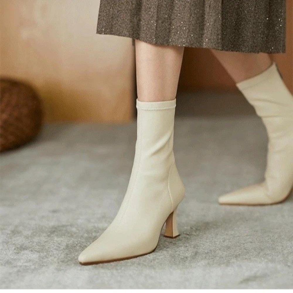 Zimní Street Style Špičaté Kozačky po Koleno Dámské Boty na Nízkém Podpatku Dámské Dlouhé Kotníkové Boty Dámské Boty De Mujer