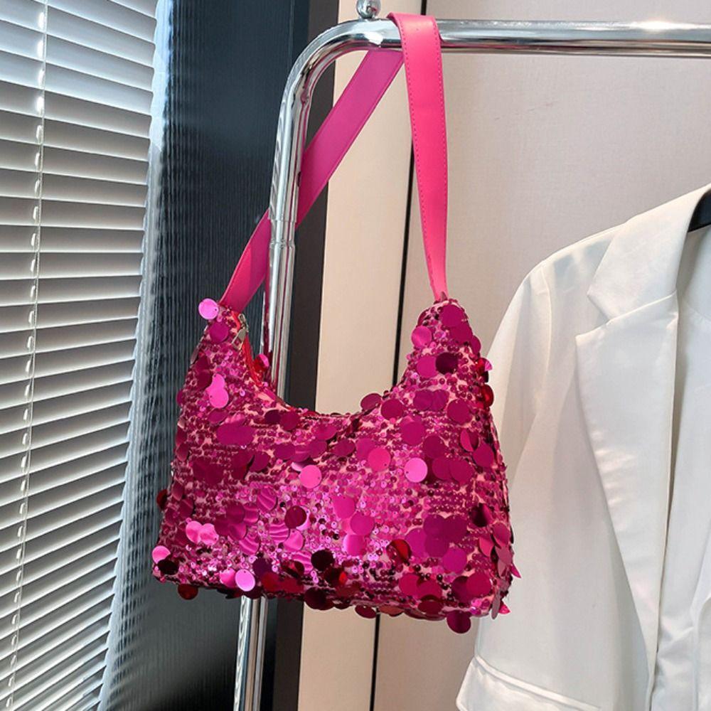 Large Capacity Sequin Shoulder Bag Tote Bag Tassel Crossbody Bag Elegant Evening Banquet Bag  Party