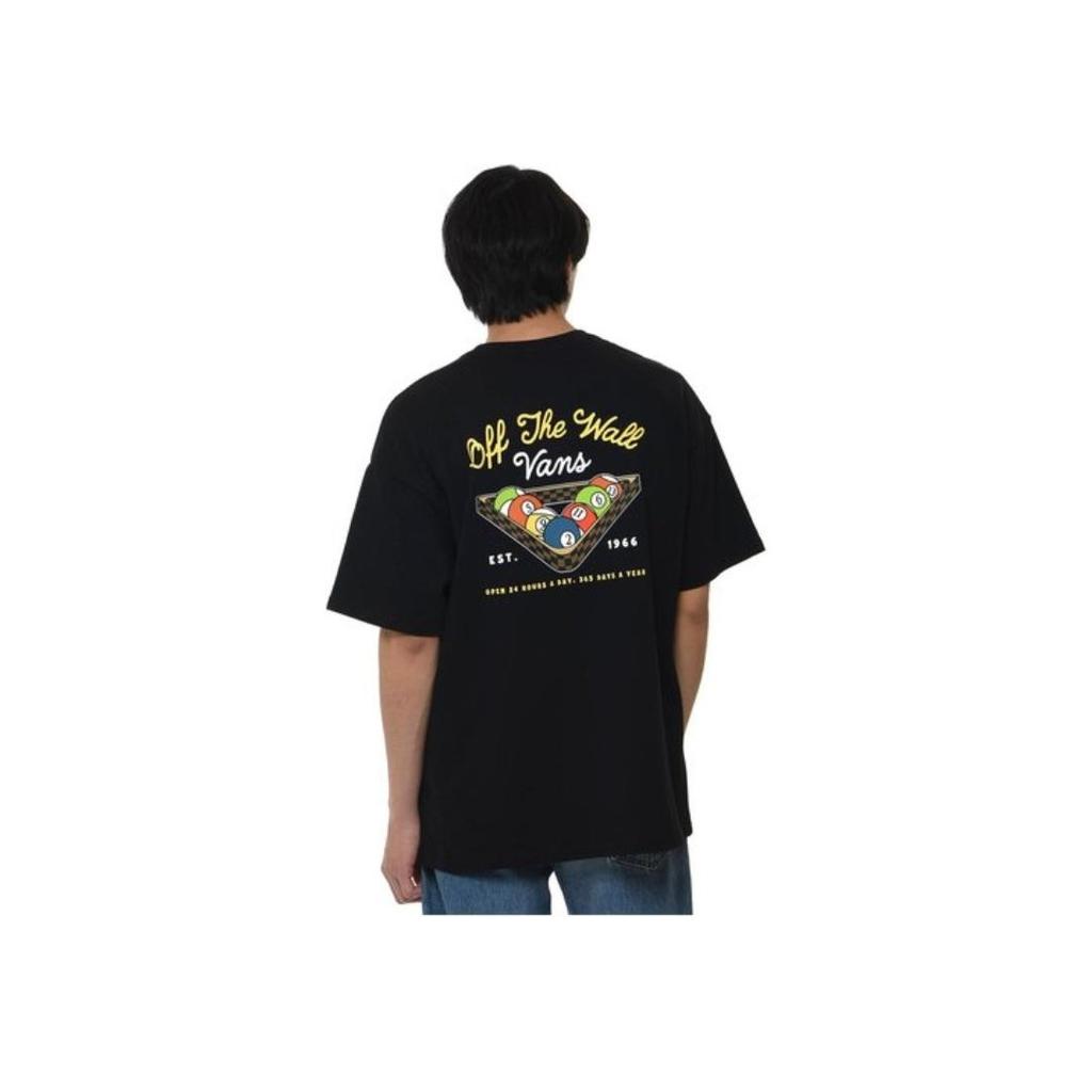 Vans Einfarbig Buchstabenaufdruck Locker sitzend Rundhalsausschnitt Kurzarm T-Shirt Herren Tops Schwarz VN000BYXBLK