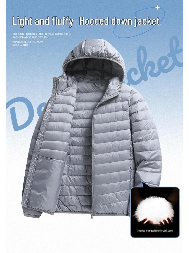 Outdoor Mountain Style Men's Lightweight Down Hoodie Jacket