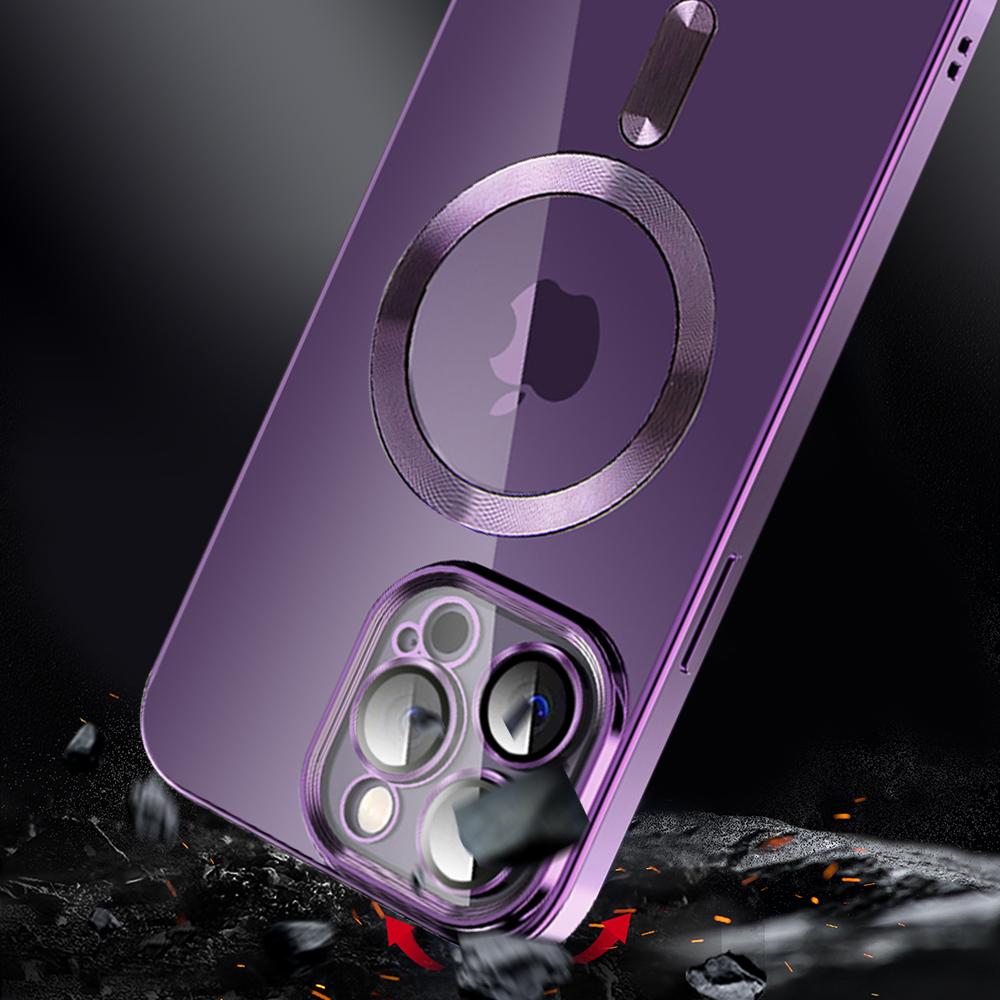 Magnetic Phone Case For iPhone 14 Pro,CD Texture TPU+PC Electroplated Phone Cover