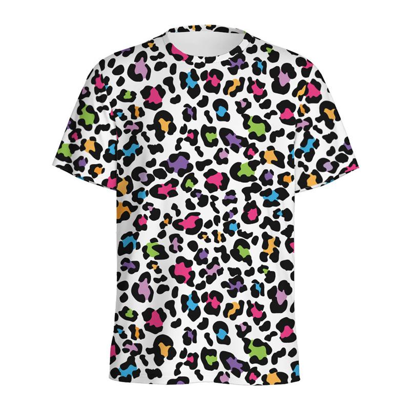 Kolorowe Koszulki z Nadrukiem Pantery 3D Letnie Okrągły Dekolt Krótki Rękaw Codzienne Uliczne Harajuku Luźne Koszulki Unisex Męskie i Damskie