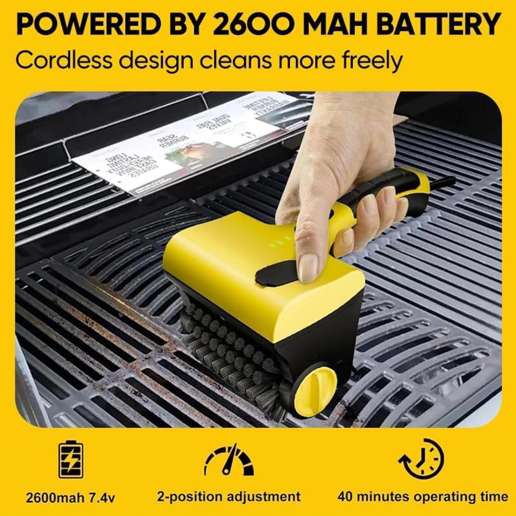 Wireless Electric Grill Brush With Replaceable Brush Heads for Outdoor Rotating Roller Cleaning Tool 350 Rpm for Barbecue Grates