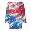 Women's T Shirt Independence Day Print Button 3/4 Sleeve Daily Weekend Fashion Basic V- Neck Regular Top