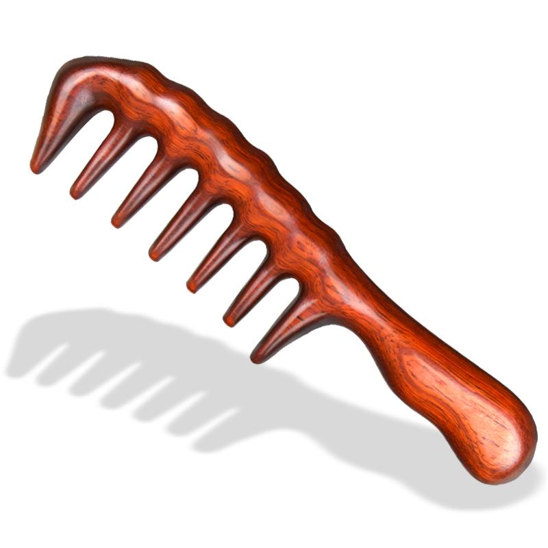 Rosewood & Green Sandalwood Massage Comb: Wide Teeth for Eye, Shoulder, Neck, and Face Lifting.