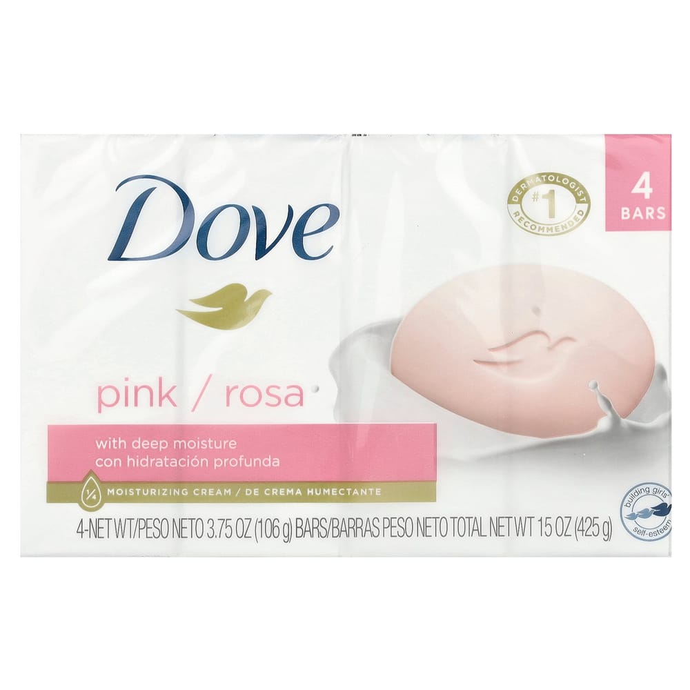 Dove Deep Moisture Beauty Bar Soap, Pink, 4-Count (106g / 3.75oz Each)