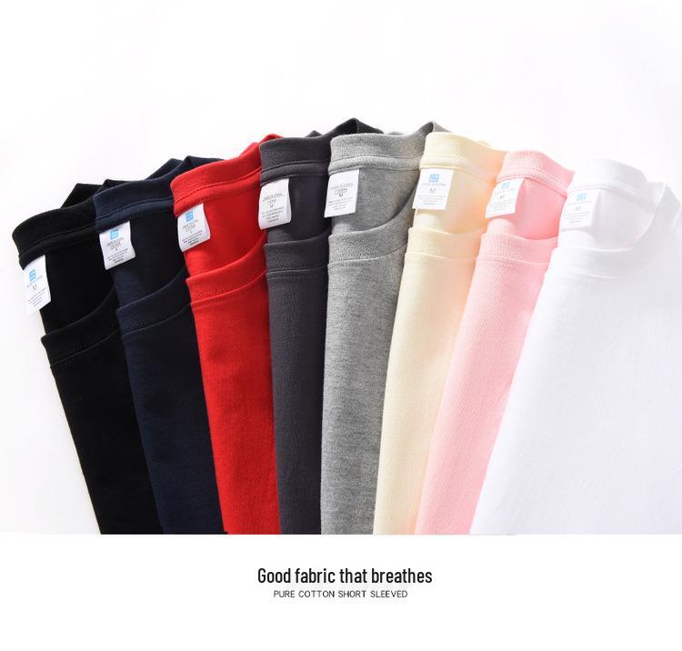 Versatile Youthful Short-Sleeve Pure Cotton T-Shirt - Summer Collection in Black, White, Beige, Pink