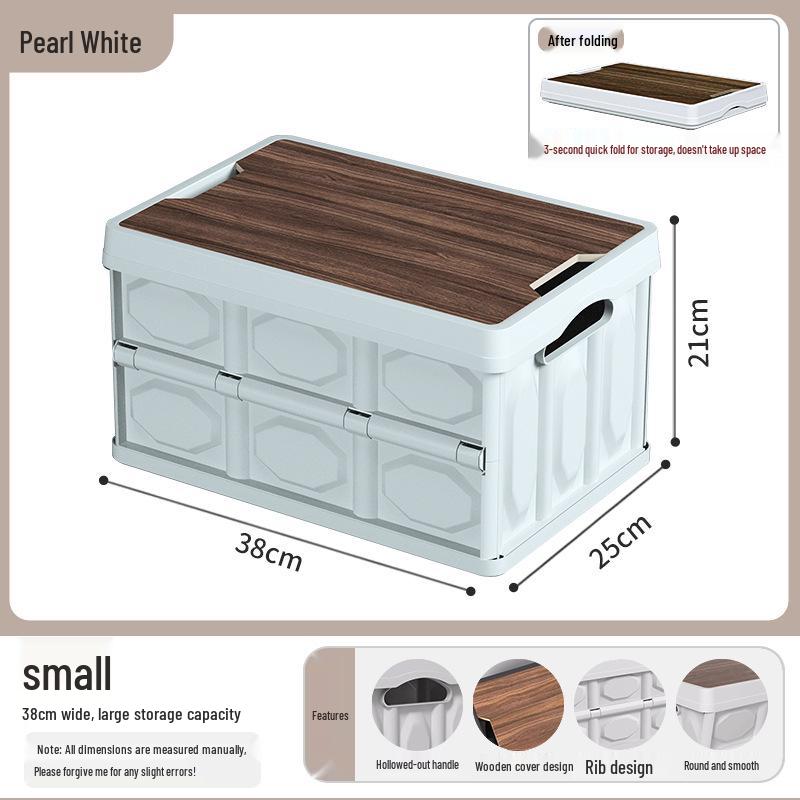 2025 Large-Capacity Multifunctional Wood Grain Folding Storage Box for Outdoor Camping