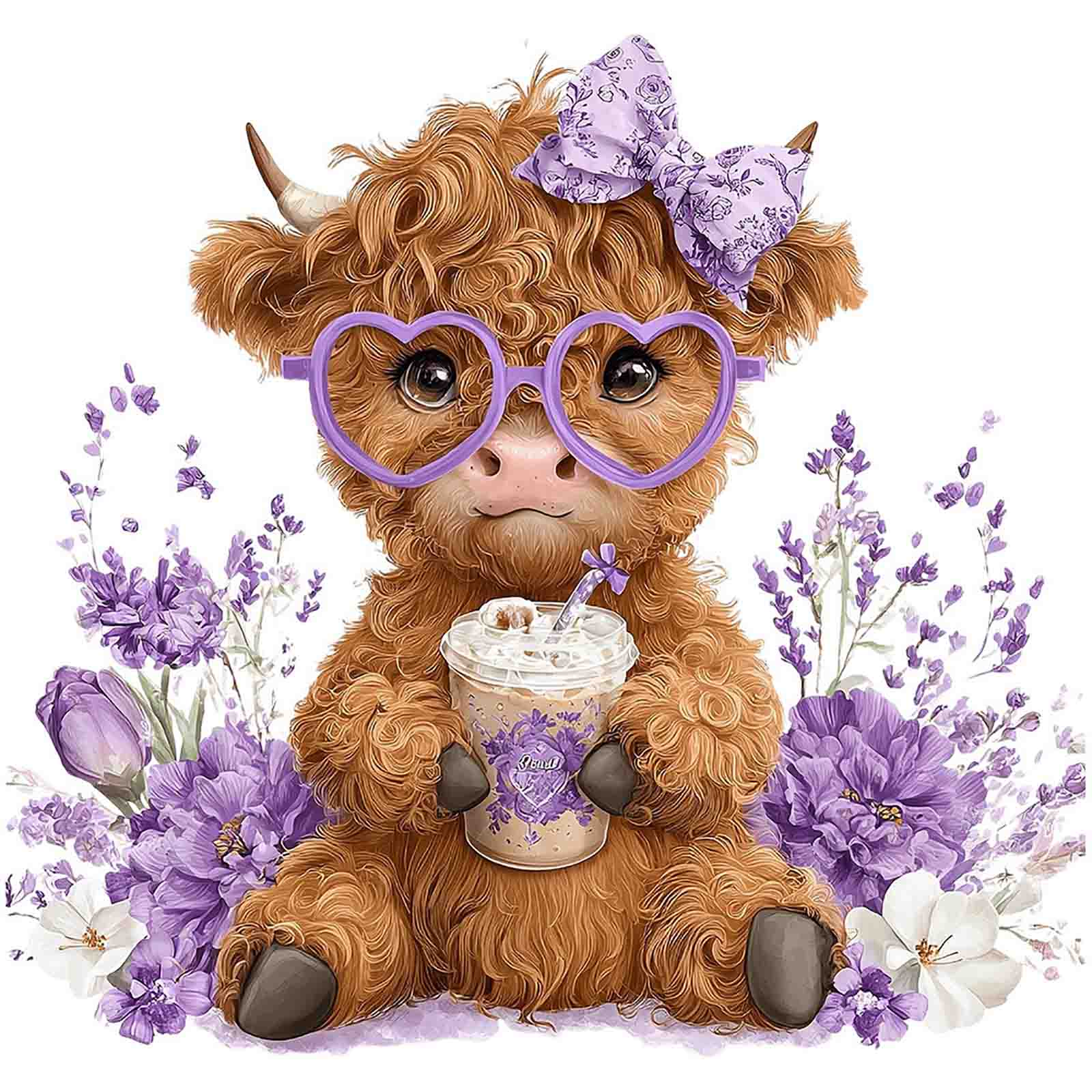 

Lavender Highland Cow Wall Decal Self Adhesive Wall Sticker for Living Room Bedroom Decorative Wall Art Mural Removable Wallpaper One Size