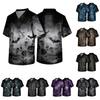 Herren Halloween Print Medizinischer Kasack mit V-Ausschnitt und Tasche mit Kordelzug Bequeme Passform Tägliche Arbeitskleidung für medizinisches Fachpersonal