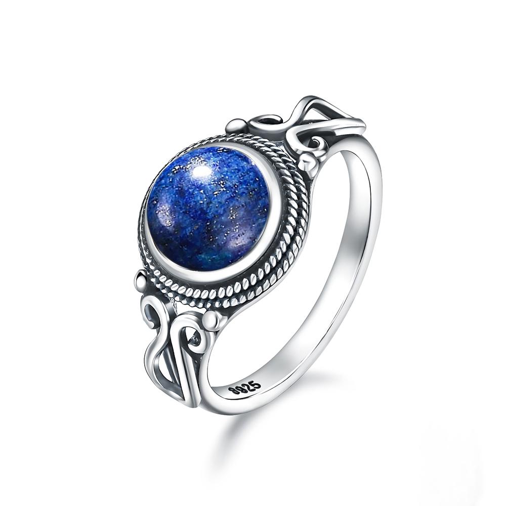 Pierścionek ze srebra sterlingowego z czarnym onykssem Vintage Prosty minimalistyczny styl Okrągły kształt Kamień naturalny Czarny pierścionek Biżuteria dla kobiet