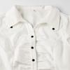 American Style Lapel Waist-Cinched Pleated Short-Sleeve Cardigan Shirt