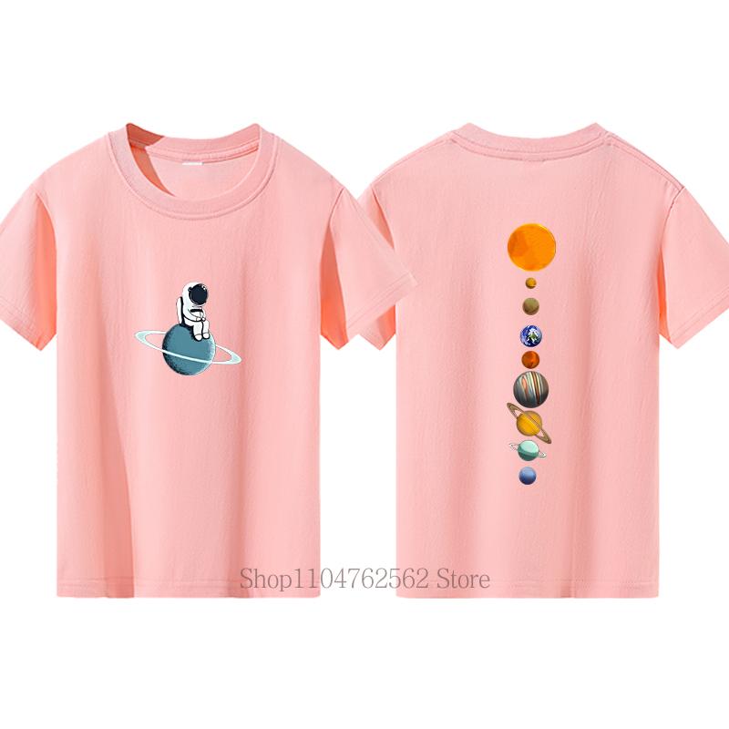 Teenager Astronaut Graphic Print Tshirts for Boys Summer Children Casual Funny Colorful Tops Kids Crew Neck Short Sleeve Tees