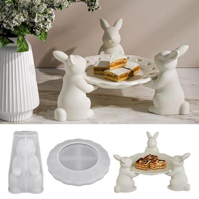 Silicone Molds Easter Bunny Tray Mold 3D Cute Tray Mold for Candle Making Wave Spiral Molds Holidays Party Home Decor