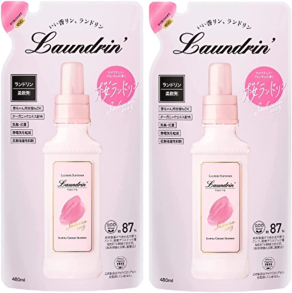 

[Bundle Purchase] Laundrin Fabric Softener Sakura Cherry Blossom 2023 Refill, 480ml x 2