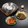 2Pcs Round Dining Stainless Steel Metal Disc Bone Spitting Dish High Quality Shallow Tray Silver BBQ Disc Kitchen Plate
