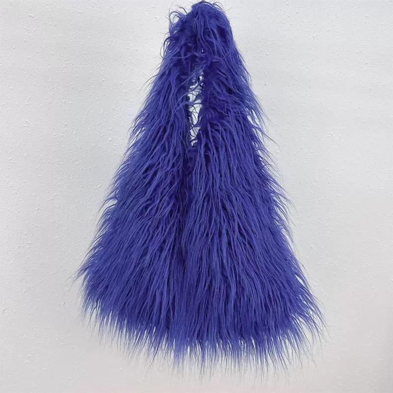 2026 NEW Wool Women's Plush Shoulder Bags Y2k Hot Girls Faux Fur Drawstring Bucket Bag Fashion Female Furry Purse Tote Handbags
