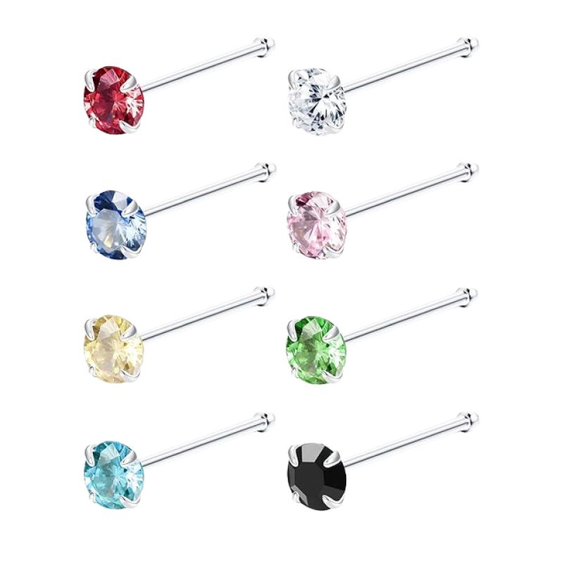 Nose Stud Women's Super Flash Color Czech Diamond European and American Nightclubs Easiest for Match Puncture Labret Hypoallergenic Earring Bone Nail