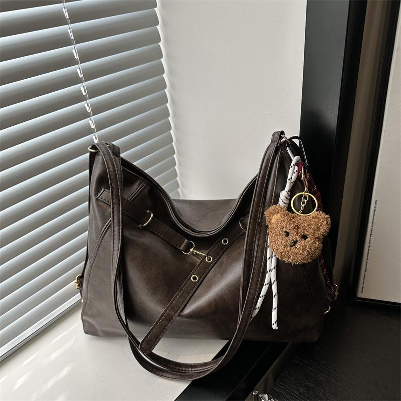 Retro Large-capacity Tote Bag, Trendy Double-shoulder Women's Bag, Fashionable and Casual Handbag, Simple and Versatile Underarm Bag